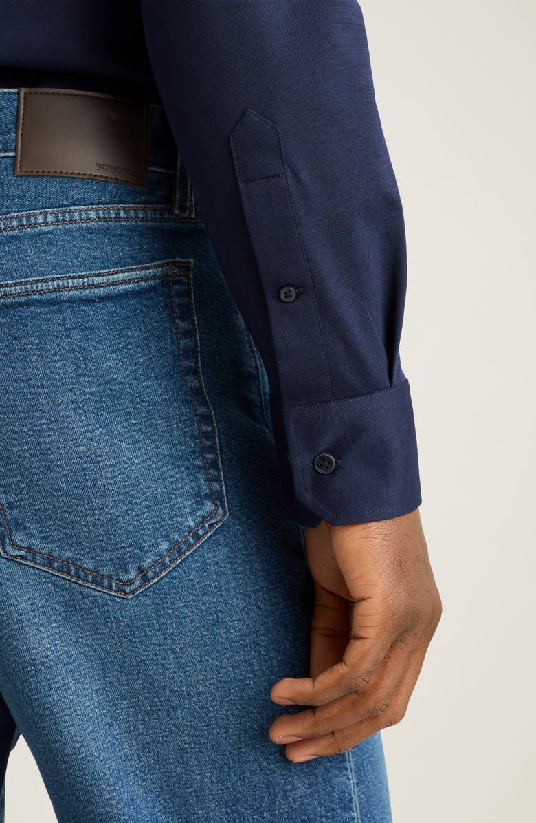 Bonobos Tech Navy Performance Cotton Blend Piqué Button-Up Shirt, Alternate, color,