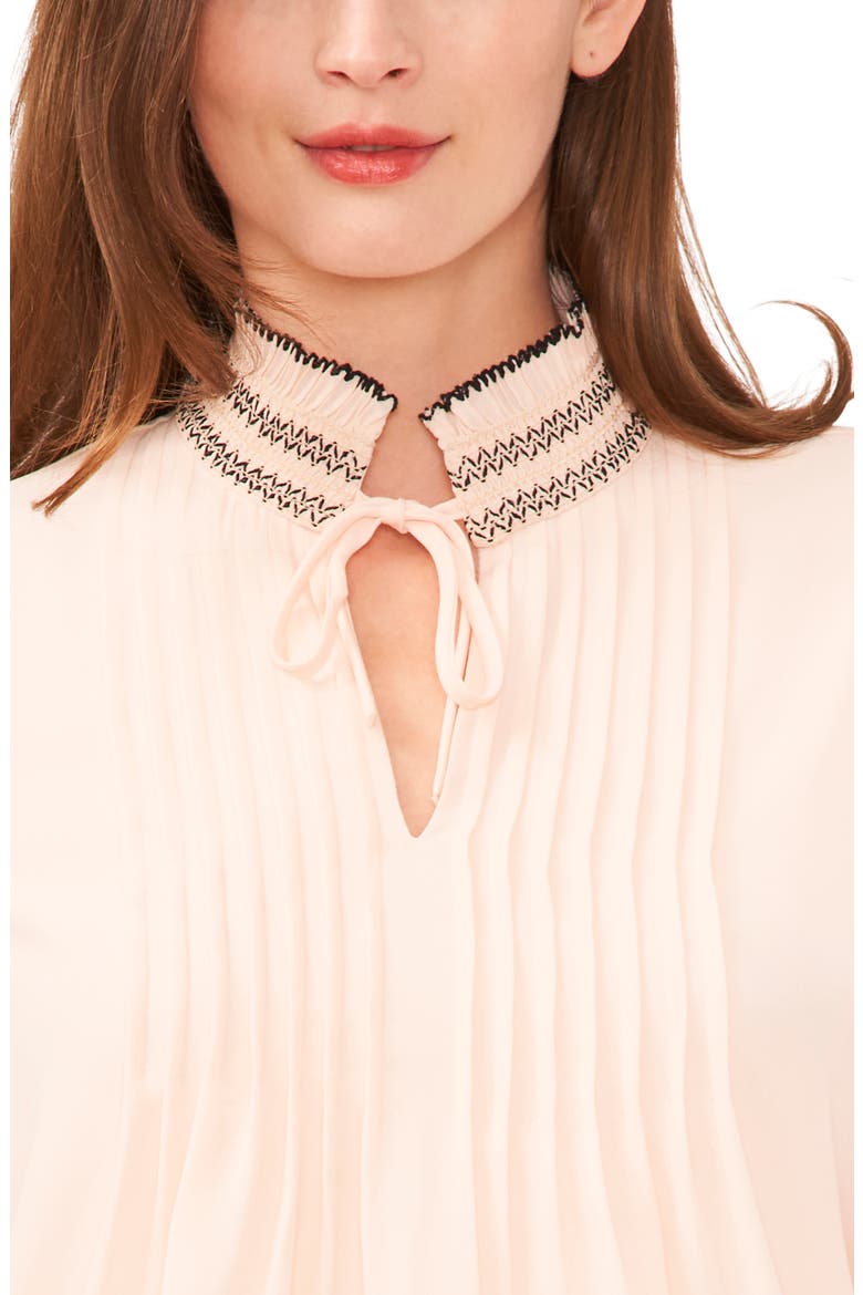 Contrast Stitch Pintuck Shirt, Alternate, color, PEACH DUST