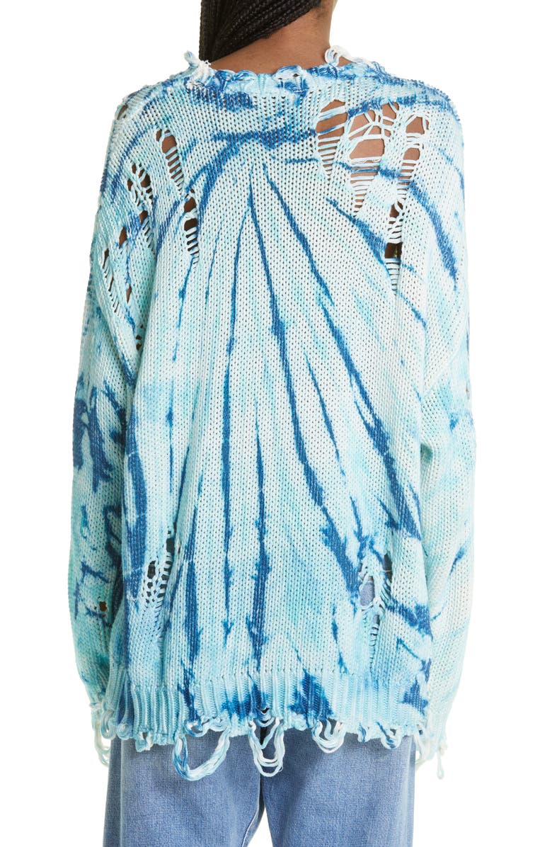 R13 Distressed Tie Dye Oversize Cotton Sweater, Alternate, color,