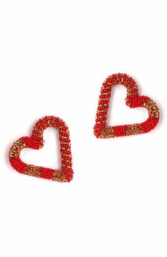 Deepa Gurnani Preeti Beaded Heart Hoop Earrings
