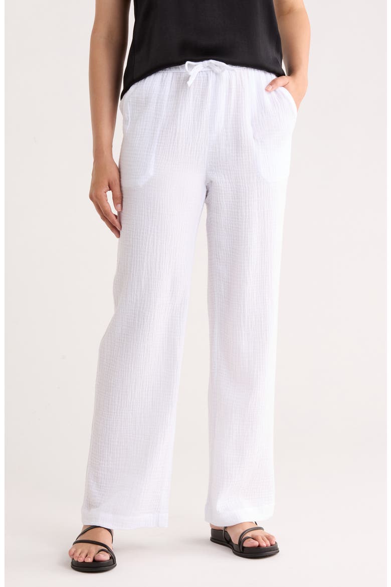 Gauze Wide Leg Pants, Main, color, WHITE