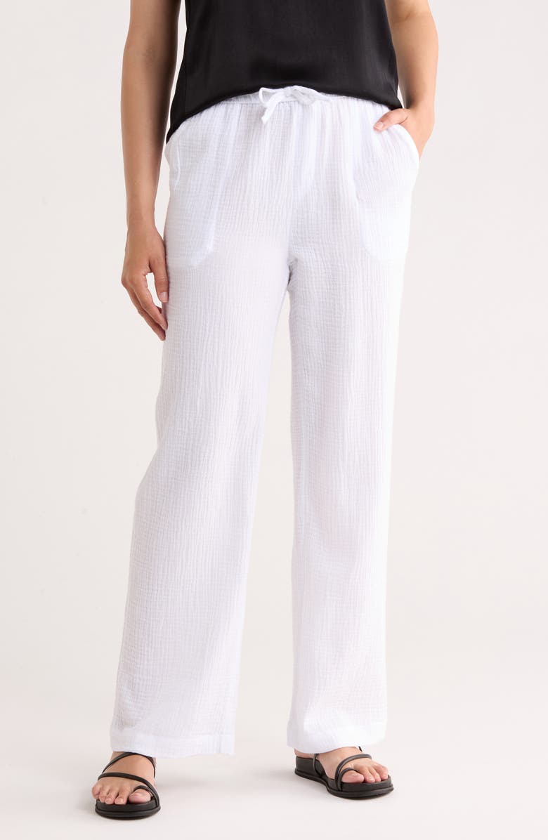 Splendid Gauze Wide Leg Pants, Main, color, White
