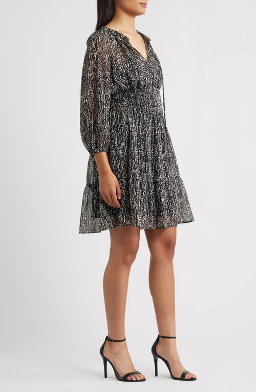 Julia Jordan Printed Chiffon Mini Dress In Black