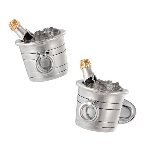 Champagne Bottle on ice Sterling Cufflinks