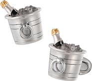 Jan Leslie Champagne Bottle on ice Sterling Cufflinks