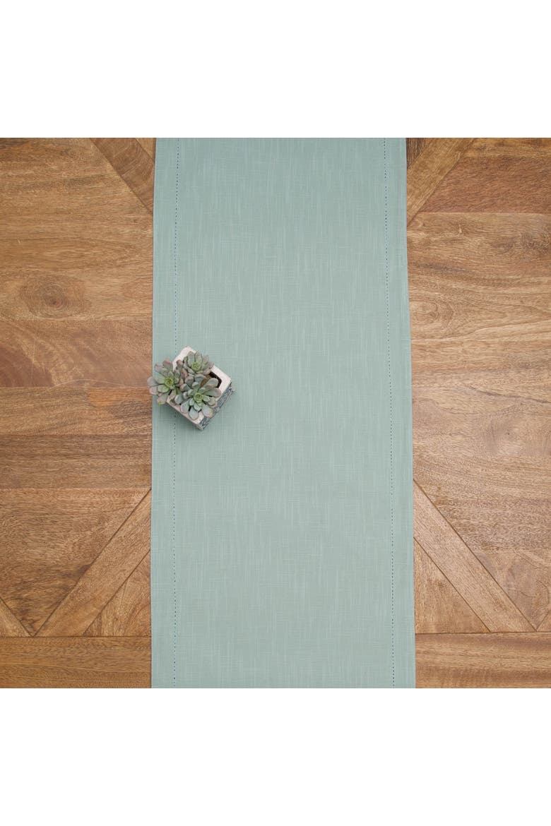 Hemstitch Solid Sea Glass Everyday Runner 72" x 14", Alternate, color, Green