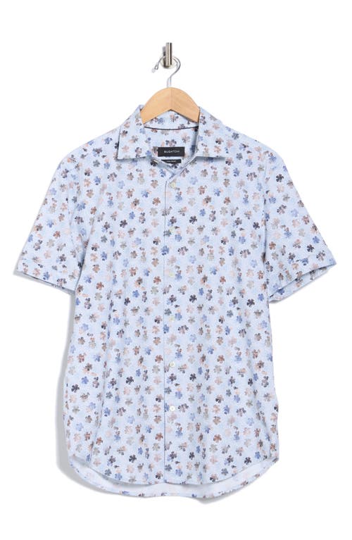 Bugatchi Miles Ooohcotton® Abstract Print Short Sleeve Button-up Shirt In Blue