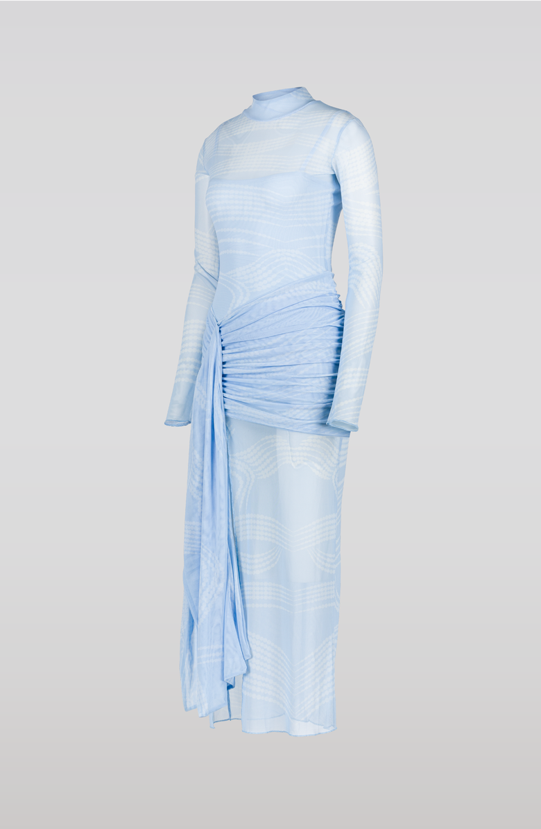 SAEMDI Draped Mesh Dress with Mock Neck, Alternate, color, 