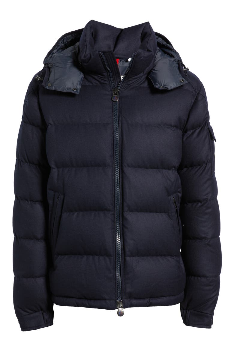 Montgenevre Virgin Wool Flannel Down Puffer Jacket, Alternate, color, NAVY