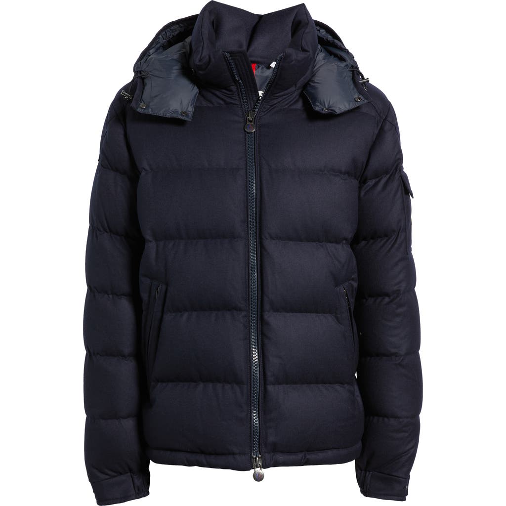 Moncler Montgenevre Virgin Wool Flannel Down Puffer Jacket In Blue