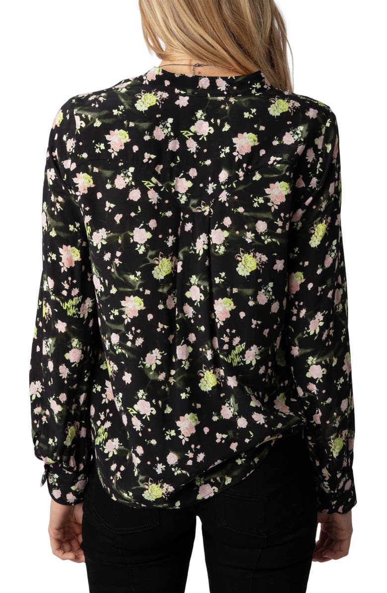Zadig & Voltaire Twina Rose Print Button-Up Shirt, Alternate, color, 
