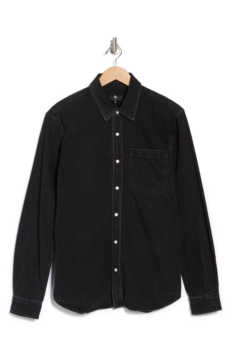 7 For All Mankind Long Sleeve Denim Shirt, Alternate, color, Black