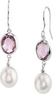The Pearl Source Freshwater Amethyst & Drop Pearl Hailey Tincup Earrings
