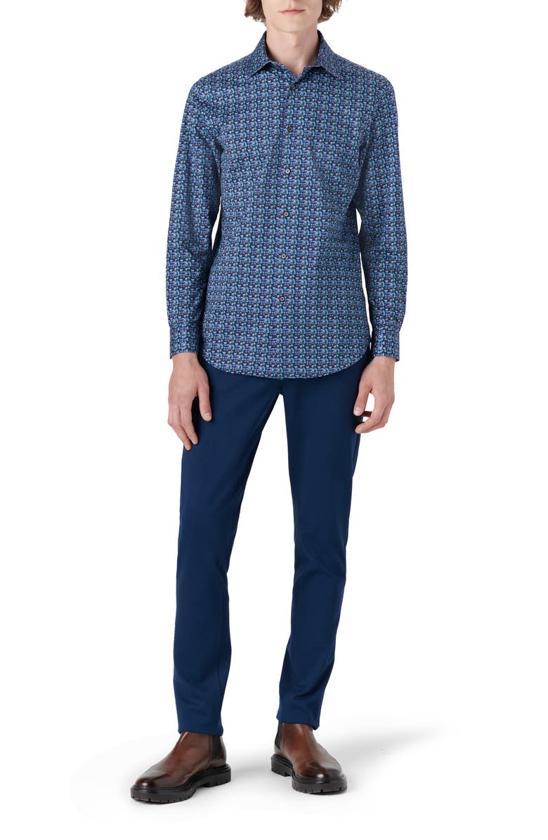 Bugatchi OoohCotton<sup>®</sup> Geo Print Button-Up Shirt, Alternate, color,