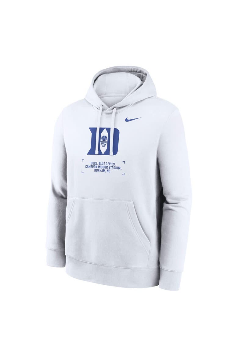 Men's Nike White Duke Blue Devils Basketball Two-Hit Club Fleece Pullover Hoodie, Alternate, color, White