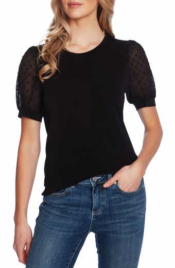 CeCe Clip Dot Puff Sleeve Top