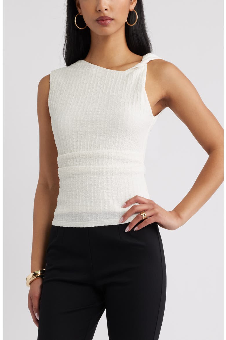 Twisted Shoulder Textured Tank, Main, color, IVORY