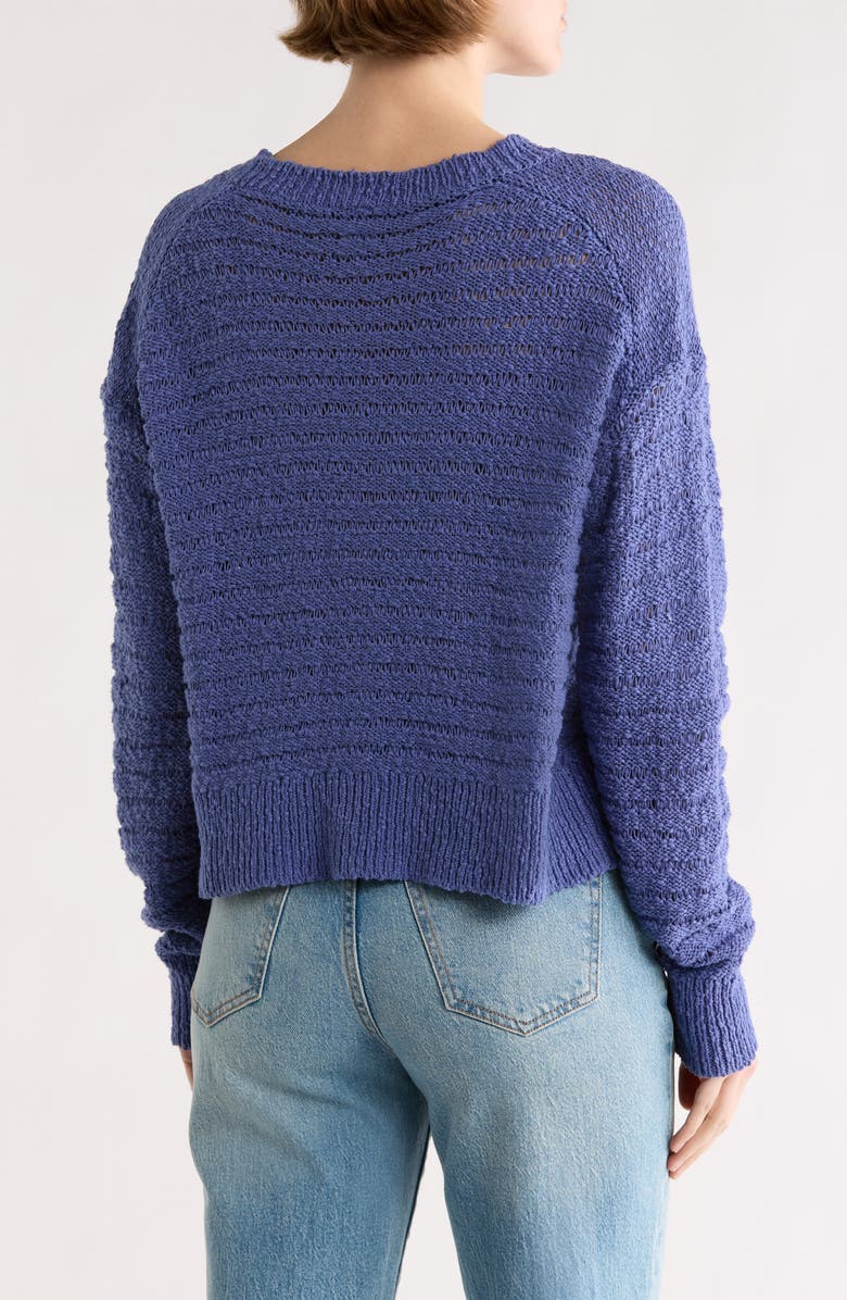 Melrose and Market Open Stitch Cotton Sweater, Alternate, color, Blue Fjord