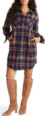 Universal Standard Long Sleeve Check Flannel Shirtdress