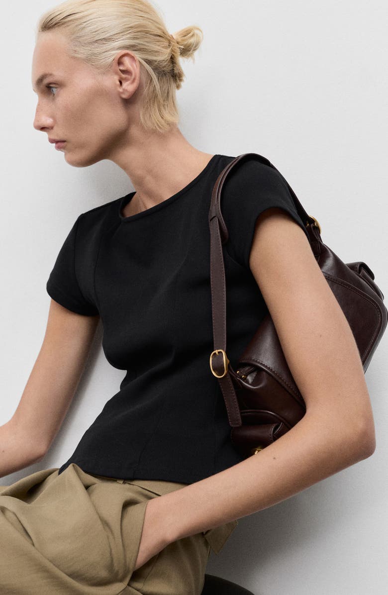 MANGO A-Line Cotton T-Shirt, Alternate, color, Black