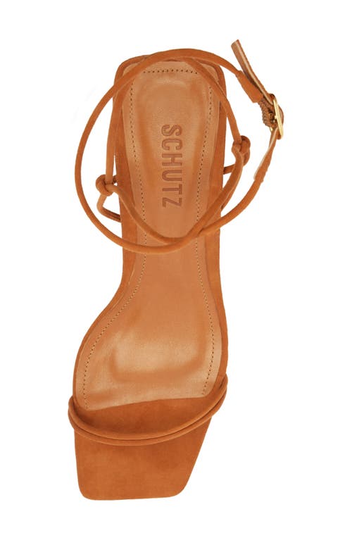 Schutz Pompeii Strappy Suede Block-heel Sandals In Cuoio Brown