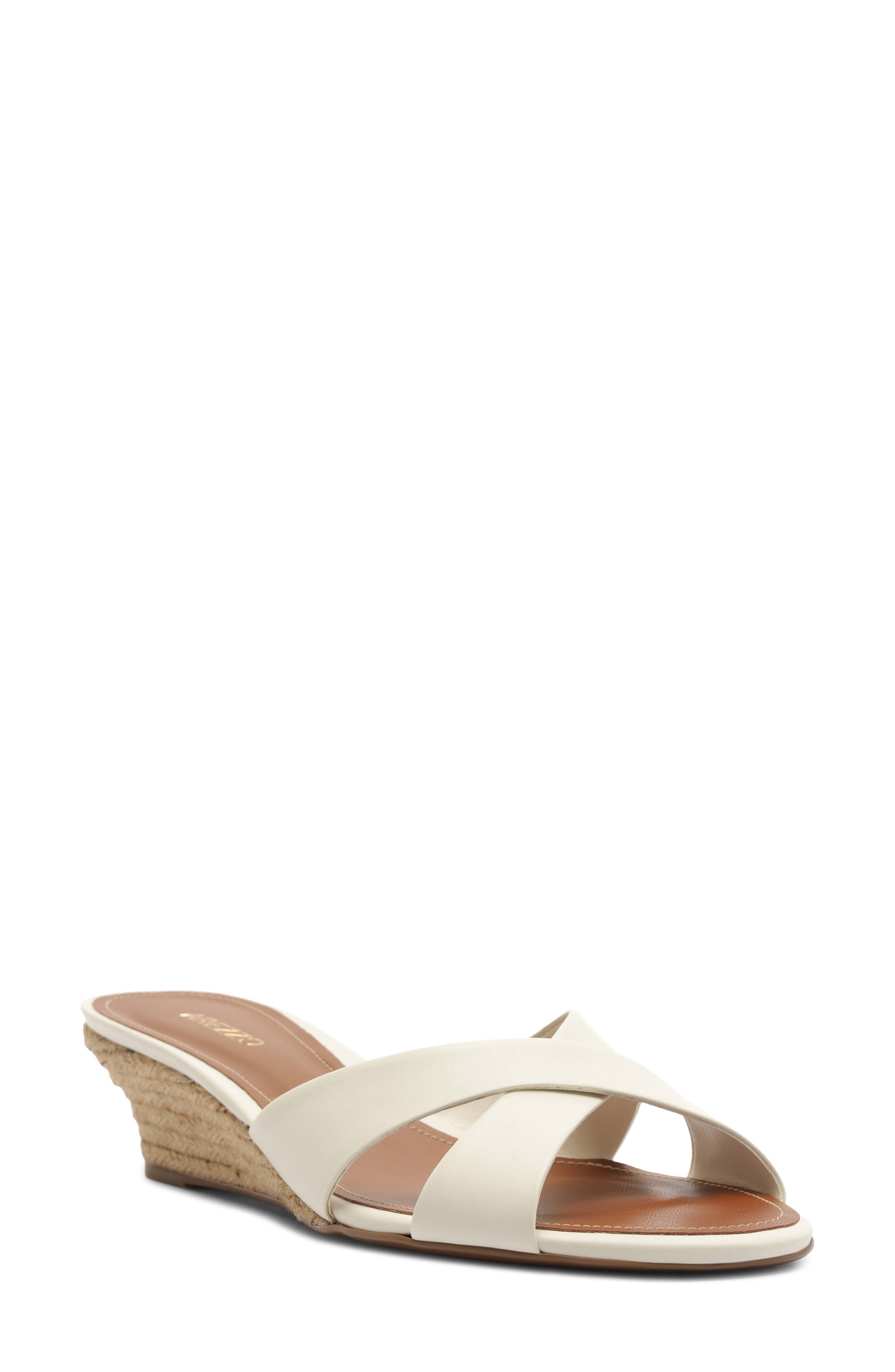Arezzo Ava Wedge Sandal, Main, color, Crema White