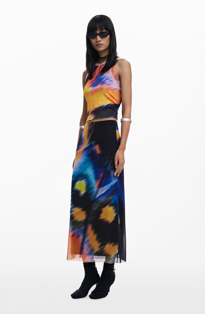 Desigual Abstract Print Tank, Alternate, color, Black