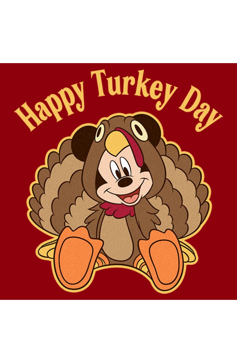 Mickey & Friends Men's Mickey & Friends Happy Turkey Day  Graphic T-Shirt, Alternate, color, Cardinal