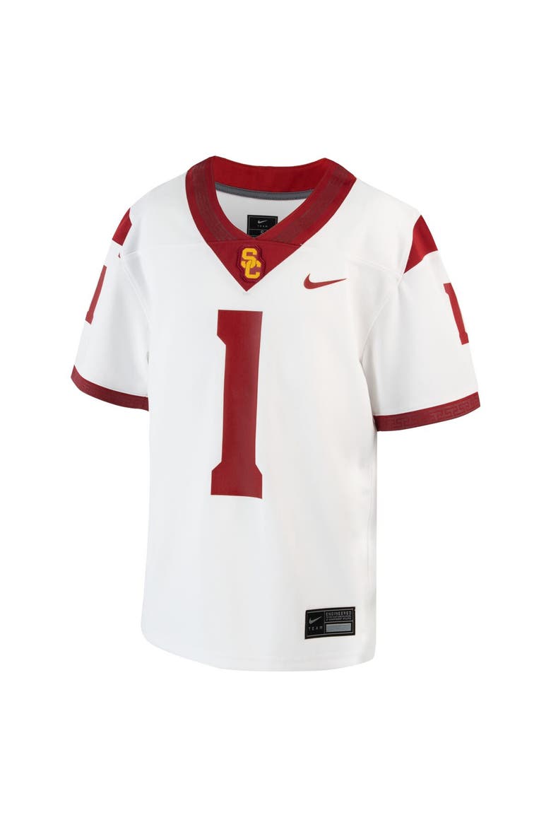 Youth Nike #1 White USC Trojans 1st Armored Division Old Ironsides Untouchable Football Jersey, Alternate, color, White