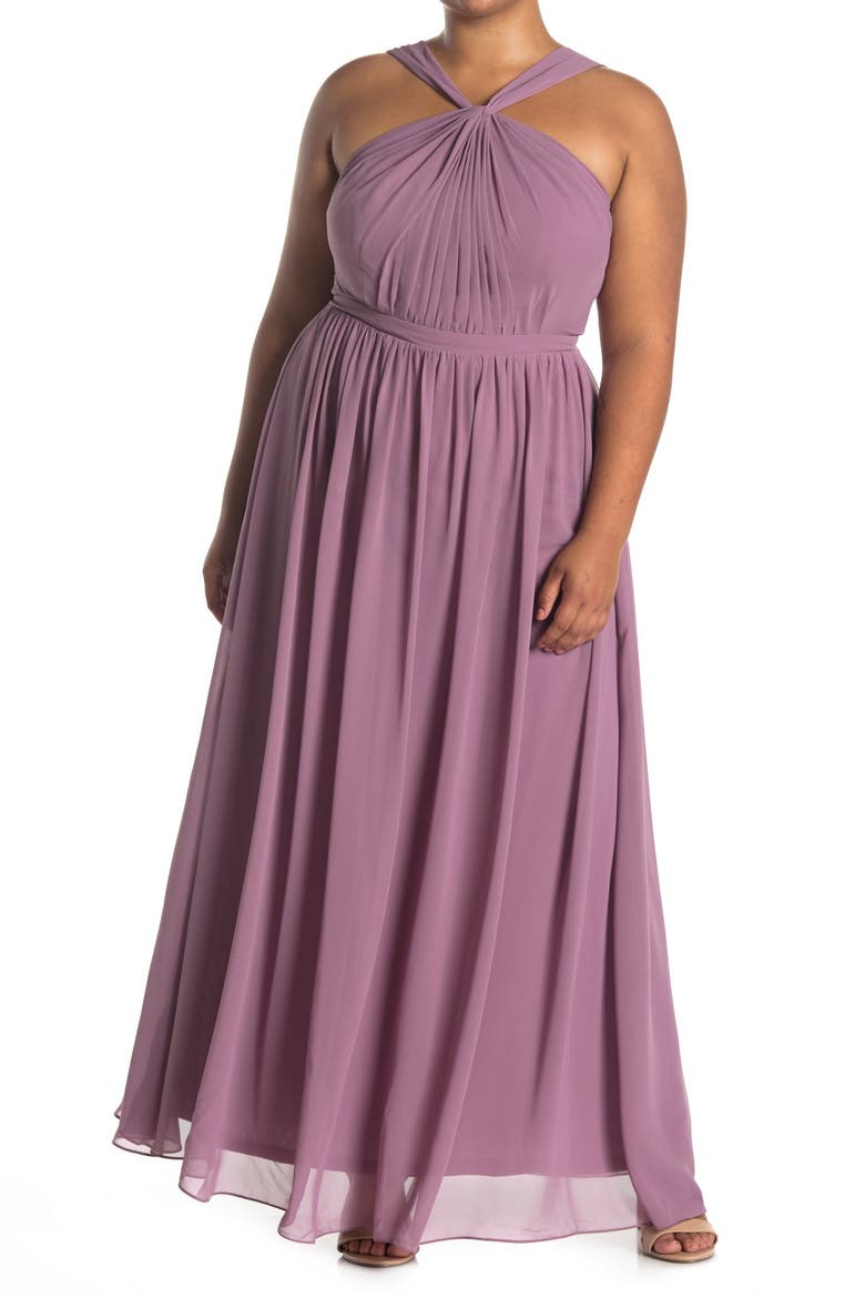 Halter Chiffon A-Line Gown, Main, color, WISTERIA