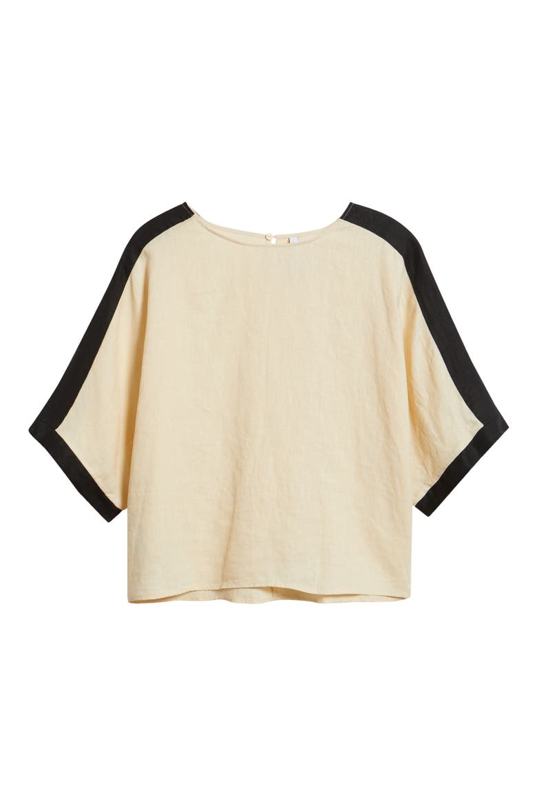 Contrast Detail Linen Top, Alternate, color, ECRU