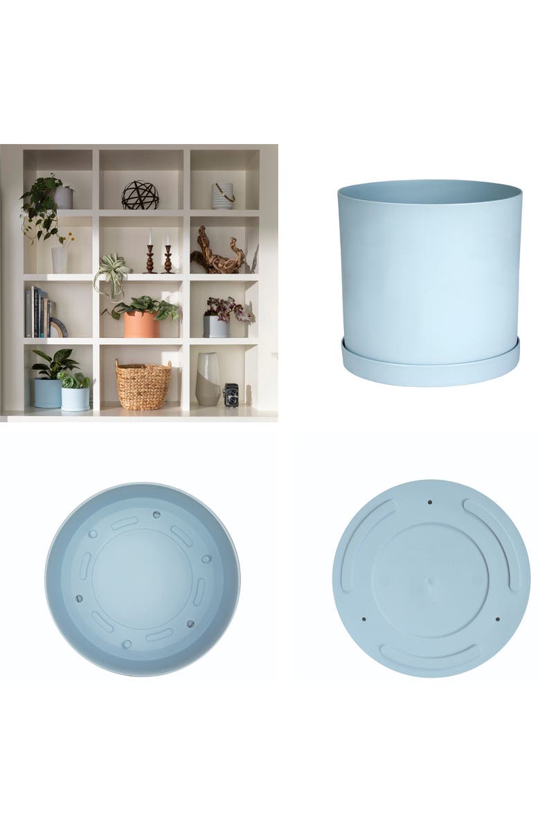 Bloem Mathers Planter w/ Saucer Tray  10" Misty Blue, Alternate, color, Blue
