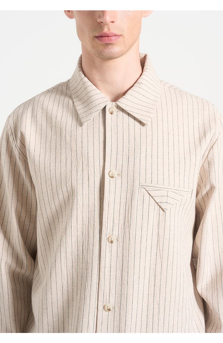 Manière De Voir Leo Pinstripe Overshirt, Alternate, color, Beige