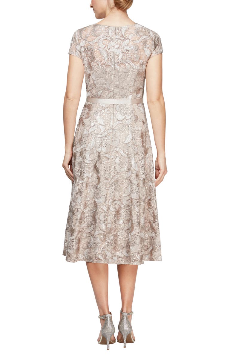 Alex Evenings Embroidered Tulle Cocktail Dress, Alternate, color,