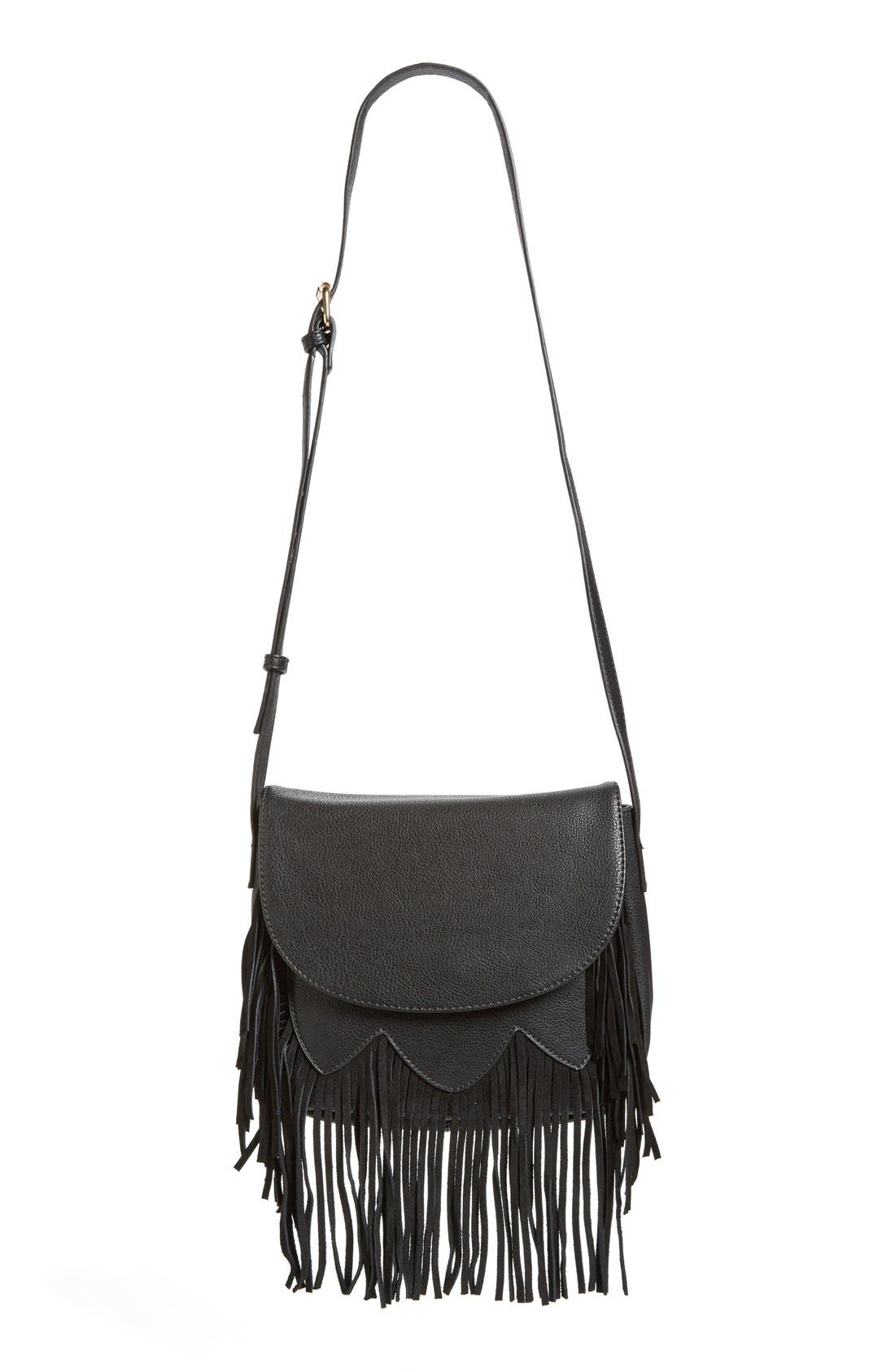 Sole Society 'Kerry' Fringe Faux Leather Crossbody Bag, Alternate, color, 