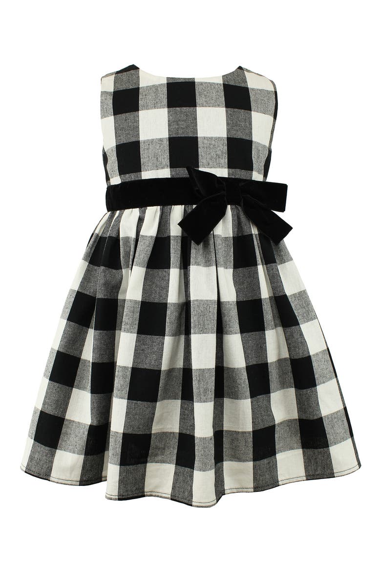 Kids' Gingham Dress, Main, color, BLACK/ WHITE