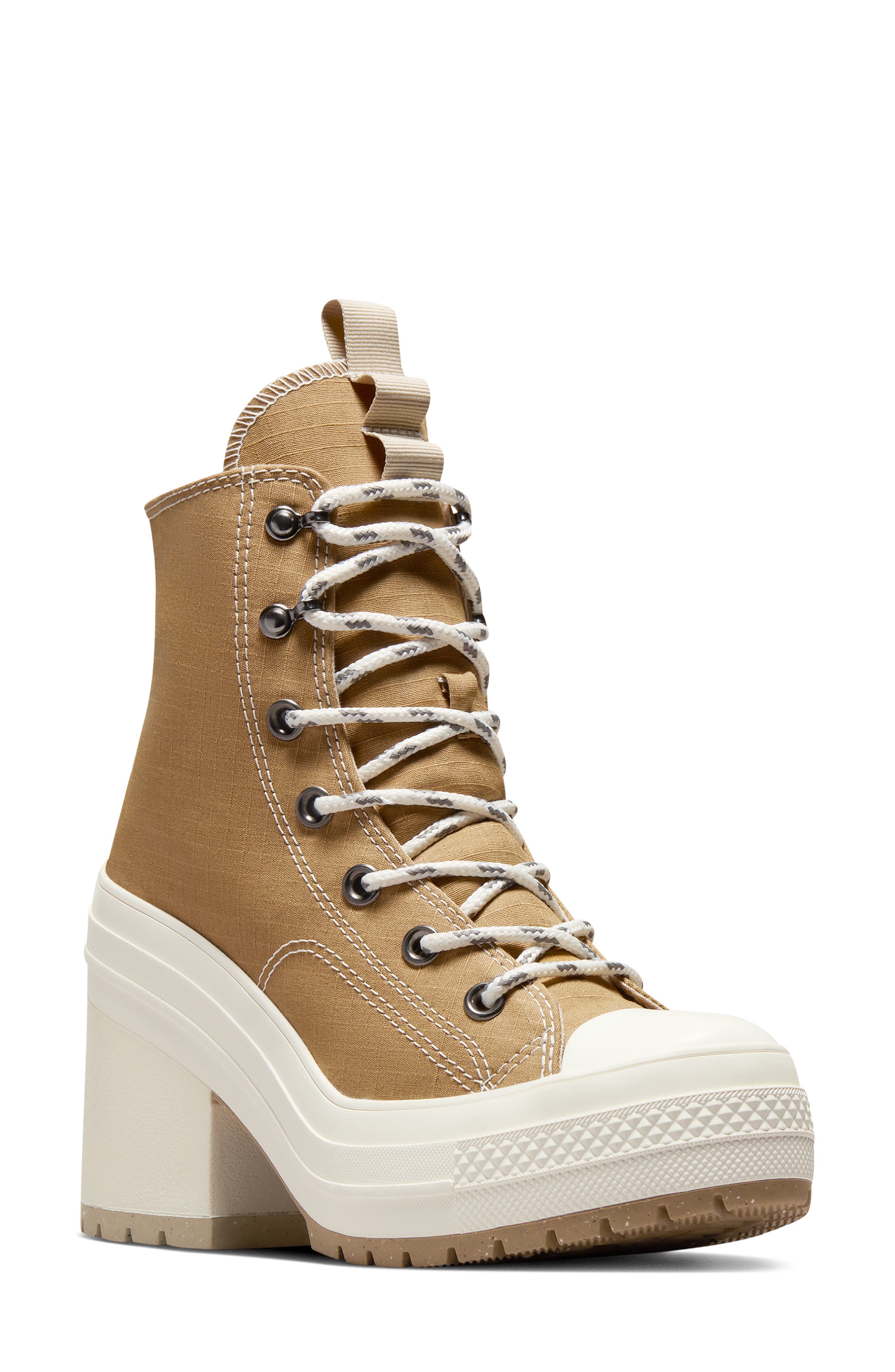 Chuck 70 De Luxe Block Heel Sneaker, Alternate, color, TREK TAN/ GRANOLA/ EGRET