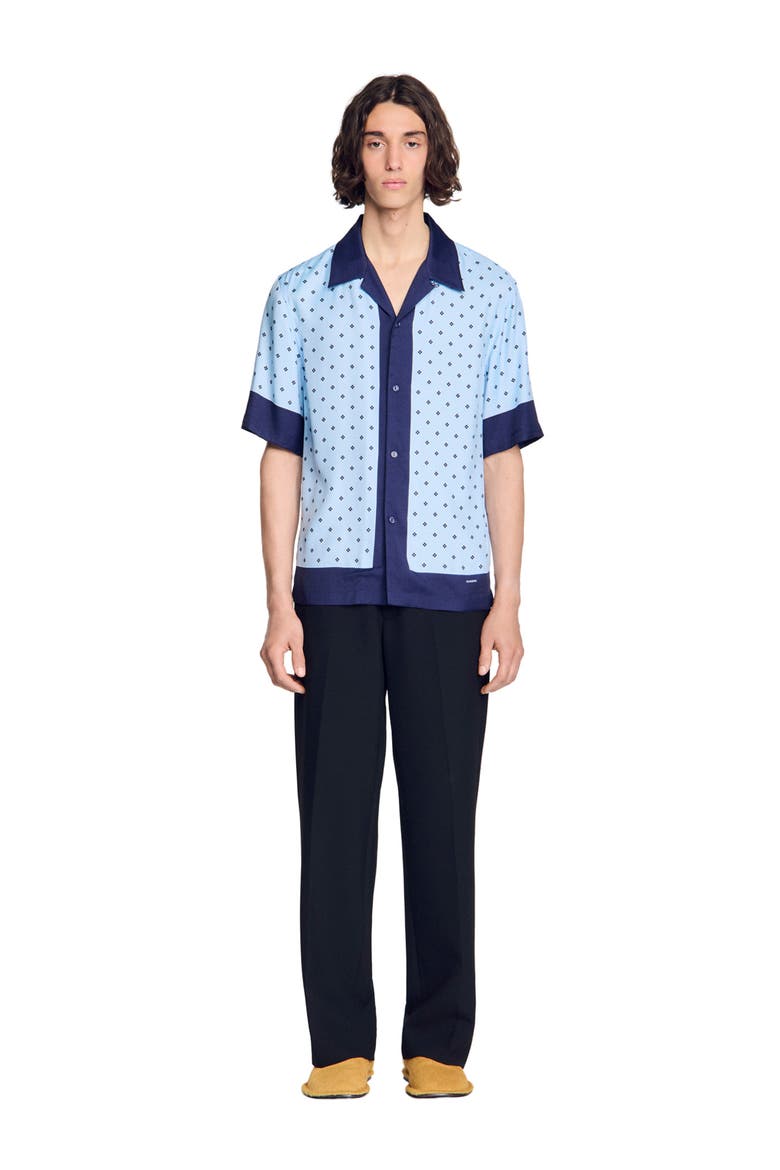 Micro cross motif shirt, Main, color, Sky blue