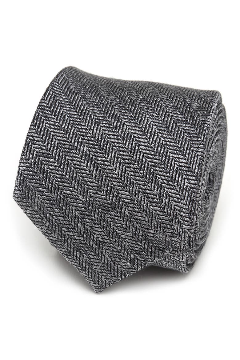Herringbone Silk Tie, Main, color, GRAY