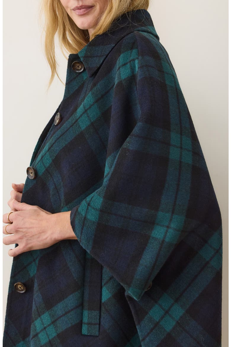 Colette Plaid Cape Coat, Alternate, color, EVERGREEN PLAID