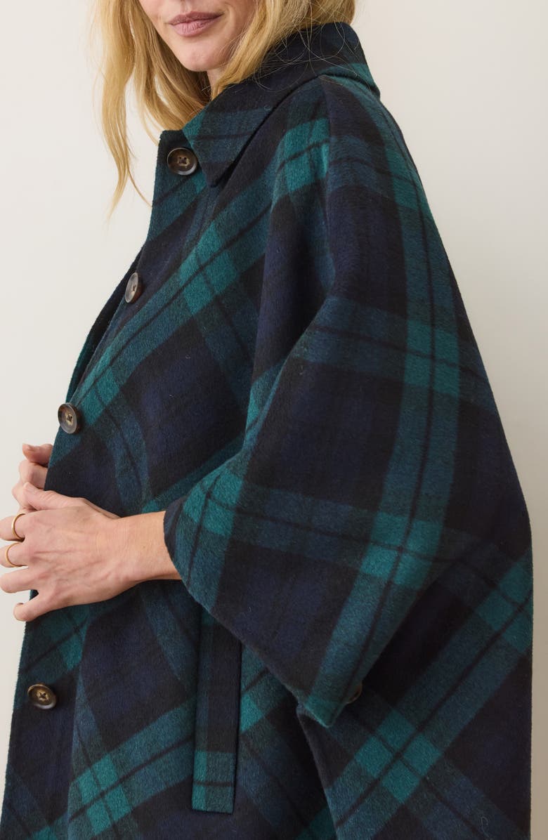 Marine Layer Colette Plaid Cape Coat, Alternate, color, Evergreen Plaid