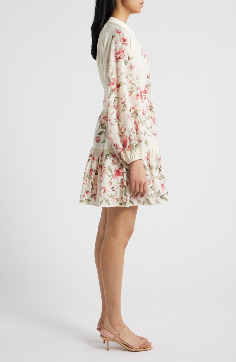 Sam Edelman Floral Print Long Sleeve Dress, Alternate, color, Ivory Multi