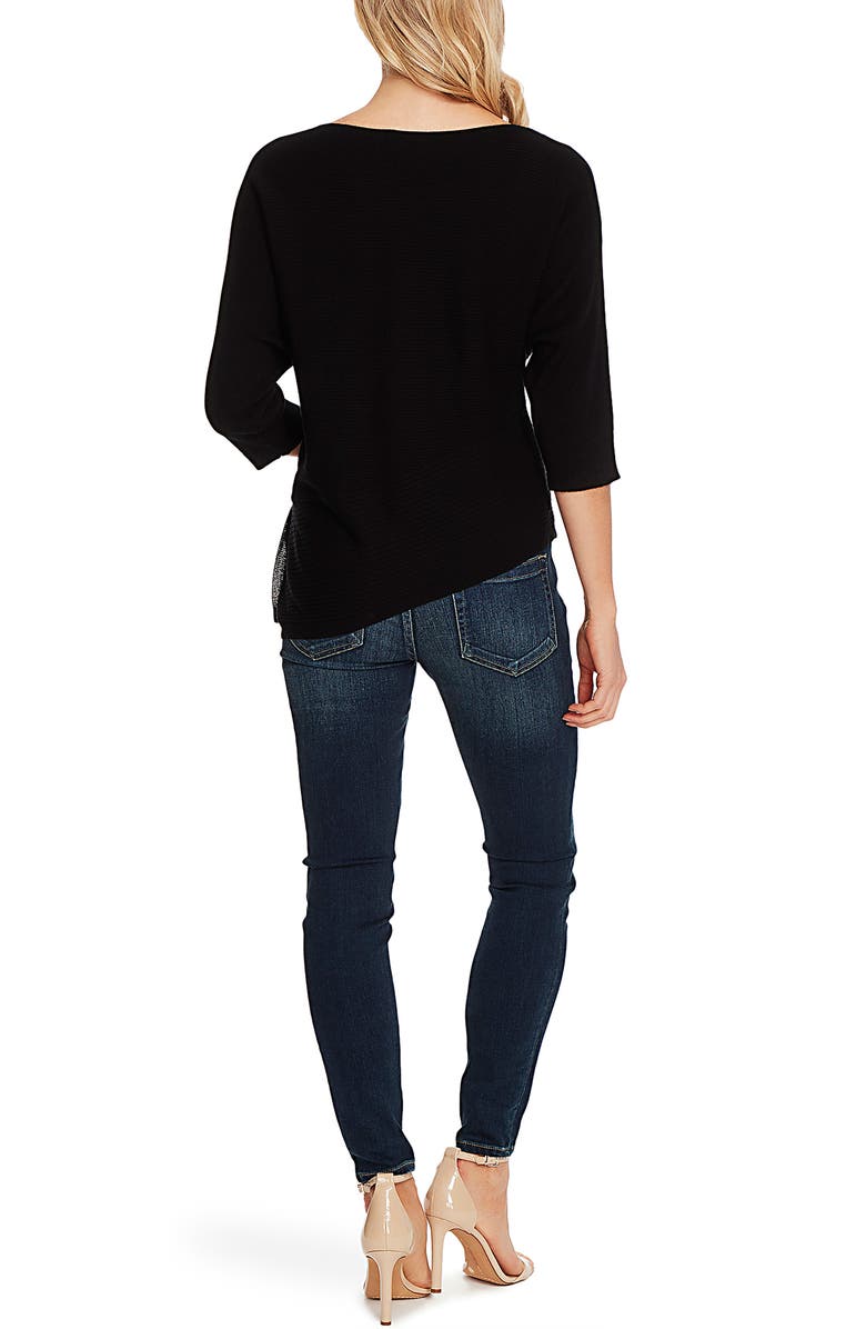 Vince Camuto Twist Dolman Sleeve Ribbed Asymmetrical Top, Alternate, color, 