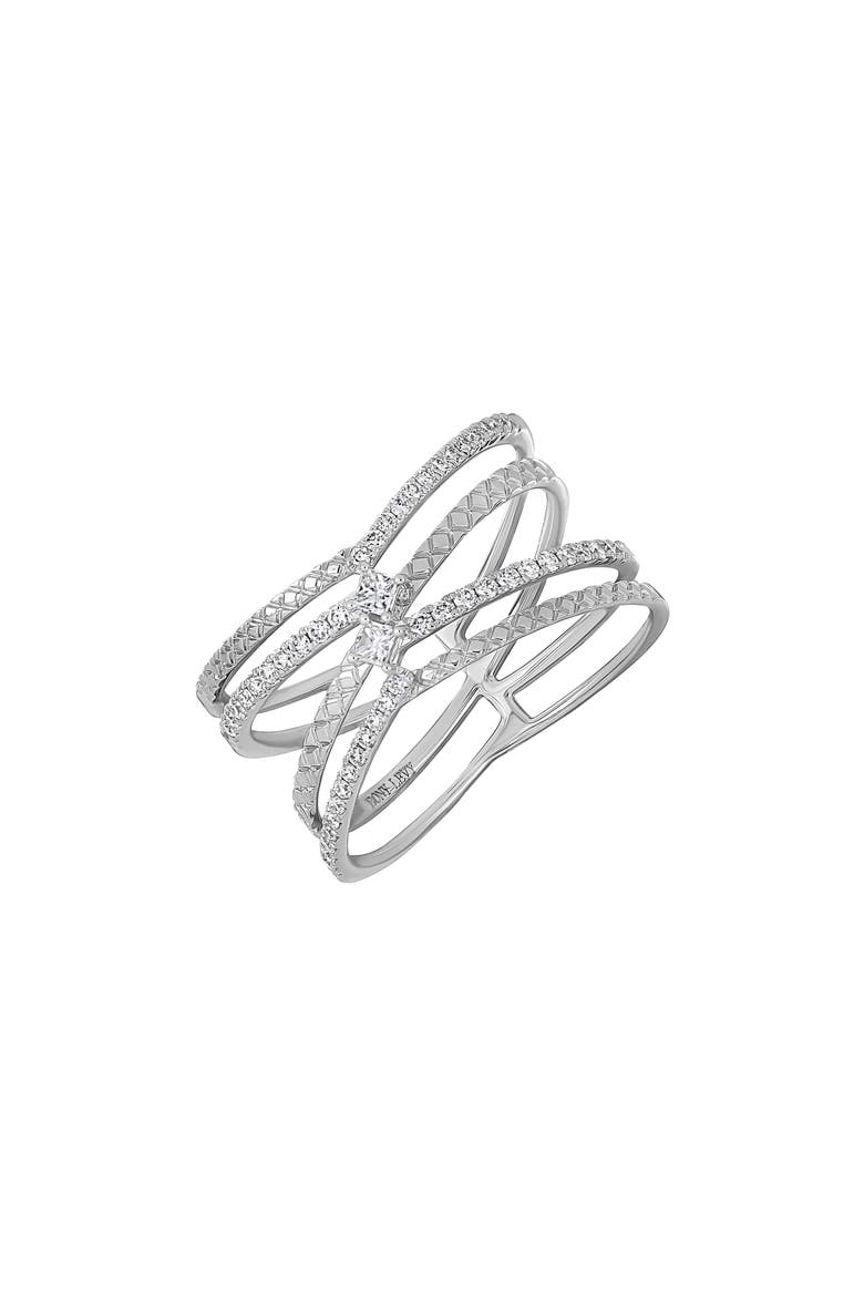 Rita 18k Gold Diamond Crisscross Ring, Main, color, 18KW