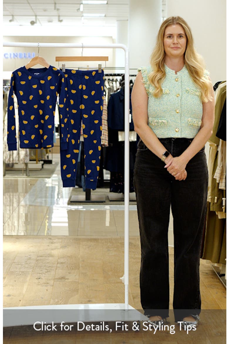 Kids' Taco Print Fitted Two-Piece Organic Cotton Rib Pajamas video
