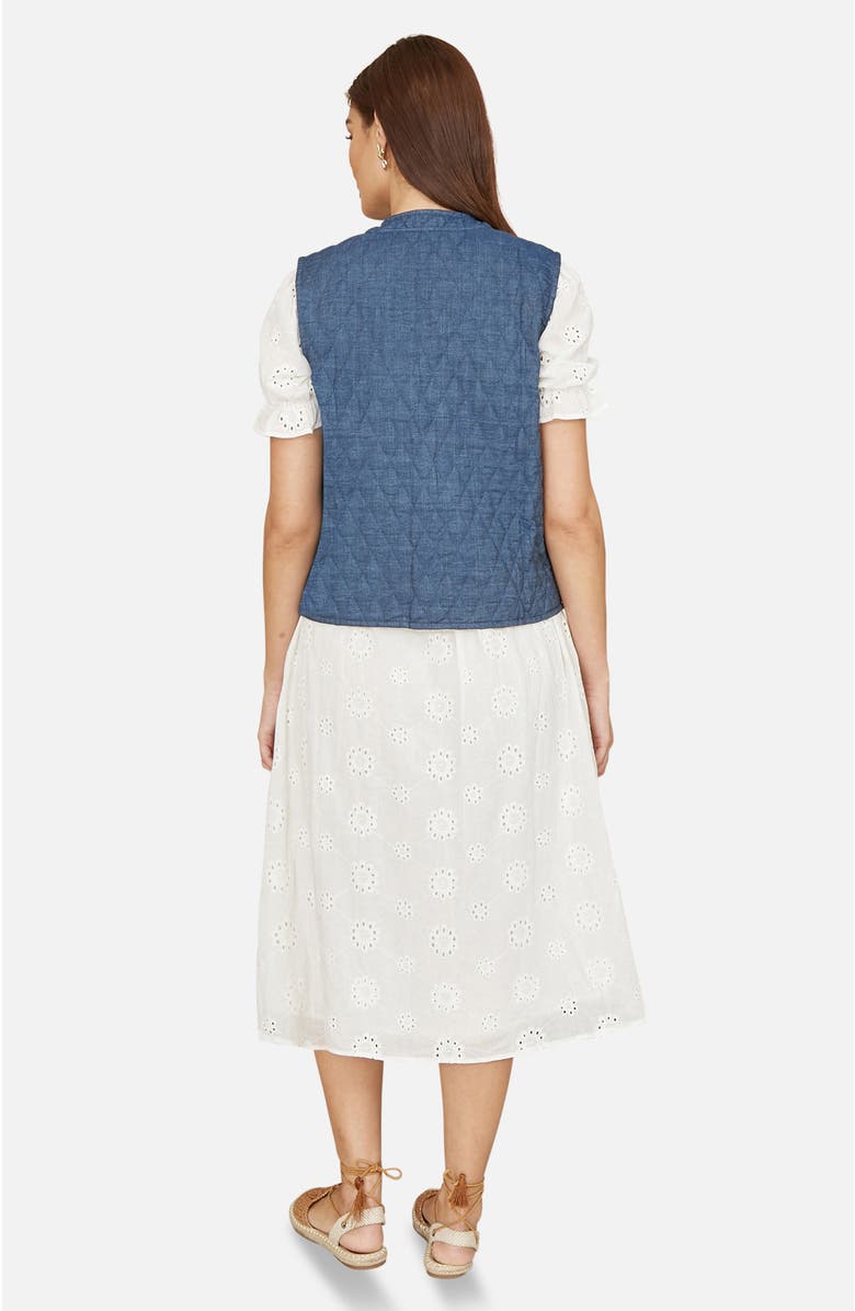 Yumi Reversible Quilted Tie-Front Waistcoat, Alternate, color, Blue