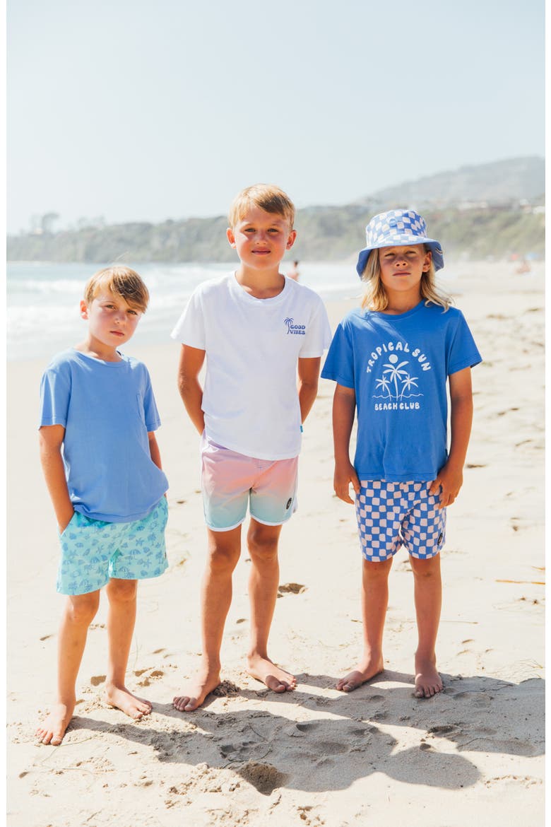 Kids' Classic Checkerboard Board Shorts, Alternate, color, MARINA BLUE