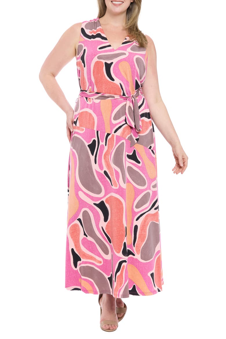 Sleeveless Asymmetric Maxi Dress, Main, color, LAVENDER/ RUST