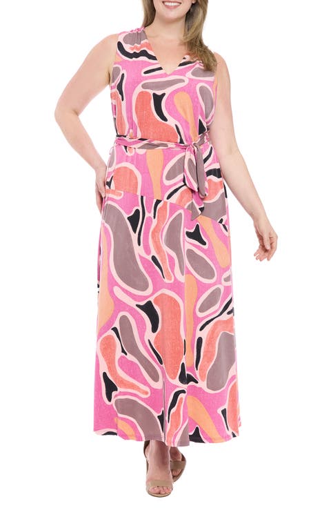 Sleeveless Asymmetric Maxi Dress (Plus)