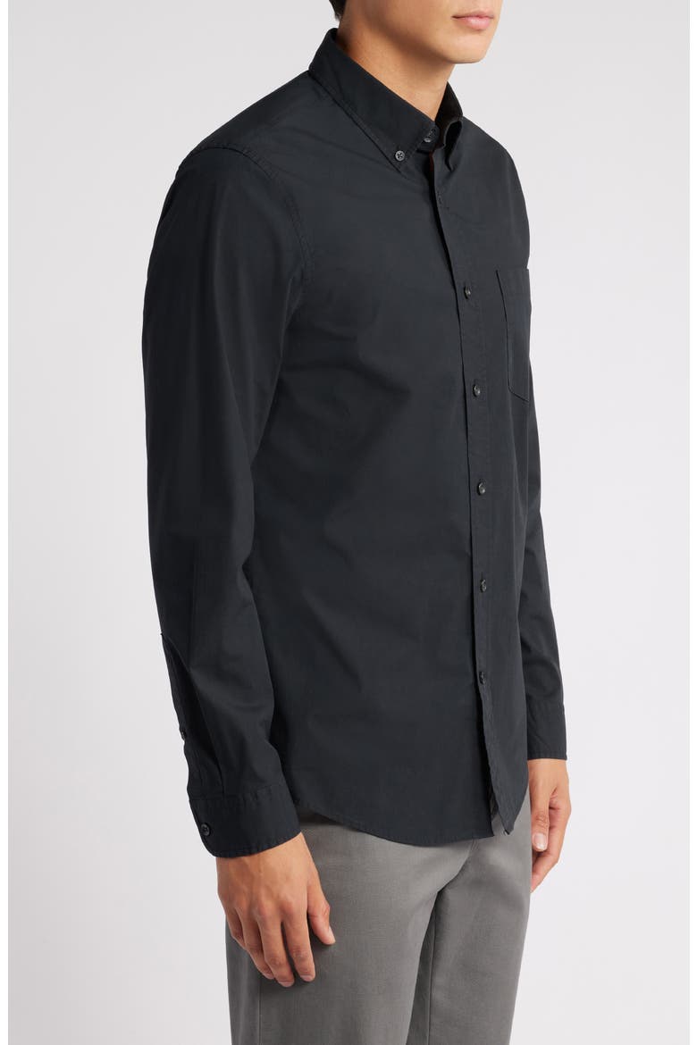 Trim Fit Solid Stretch Button-Down Shirt, Alternate, color, BLACK
